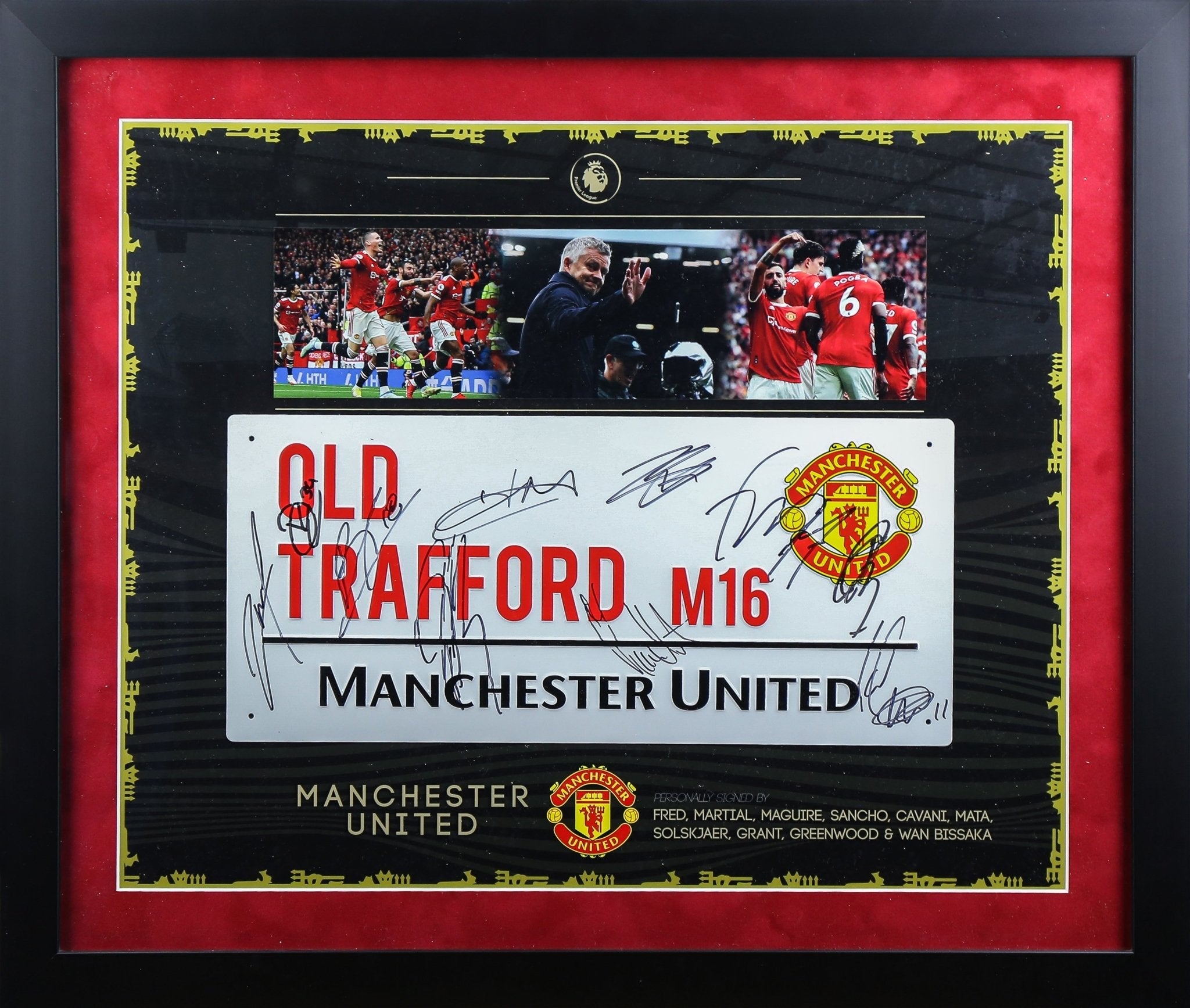 Multi Signed Man United Roadsign Framed Display - Memorabilia Framers Shop